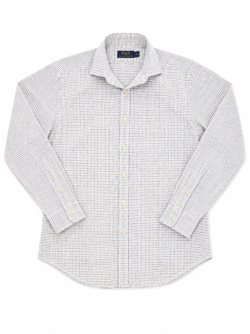 Polo by Ralph Lauren White, Navy, And Brown Check Long-Sleeve Button Down Shirt